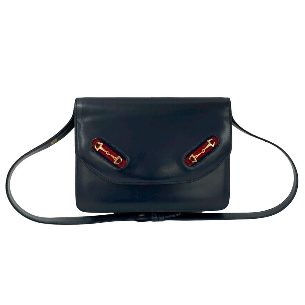 GUCCI Vintage Red Leather Horsebit Shoulder Bag